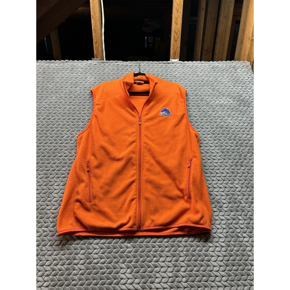 Boise State Broncos Orange Fleece Vest Men's Large Full Zip NCAA